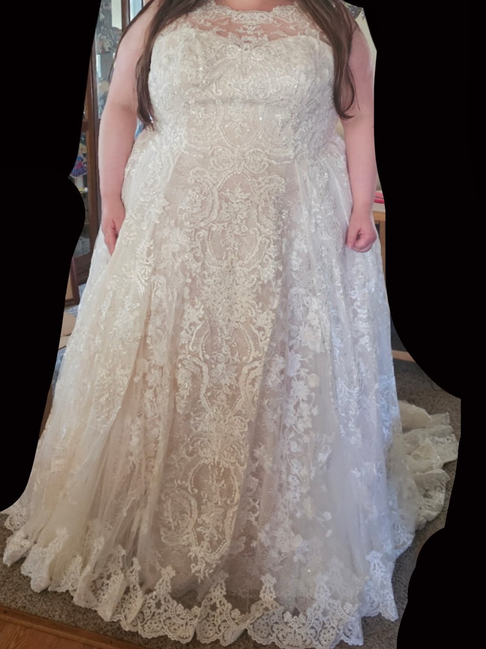 Oleg Cassini Lace A-Line Wedding Dress in Ivory